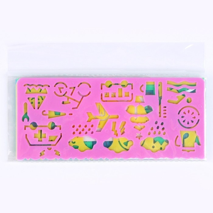 Трафарет &laquo;Фигуры&raquo;, набор 4 шт., размер 1 шт. &mdash; 6,5 &times; 14 &times; 0,1 см, цвет МИКС