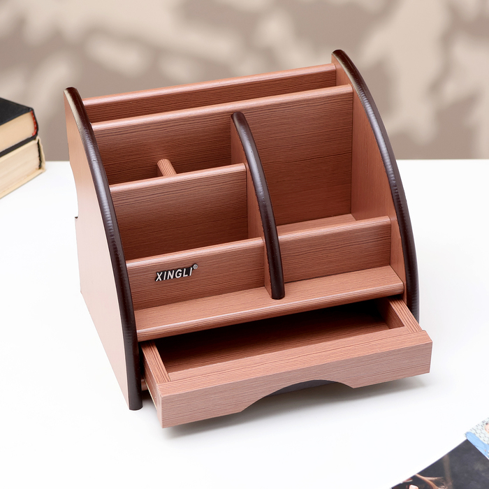 Органайзер 5 секций, 1 выдвижной ящик, серия Ясень шимо темный с кантом темным, 16*20,5