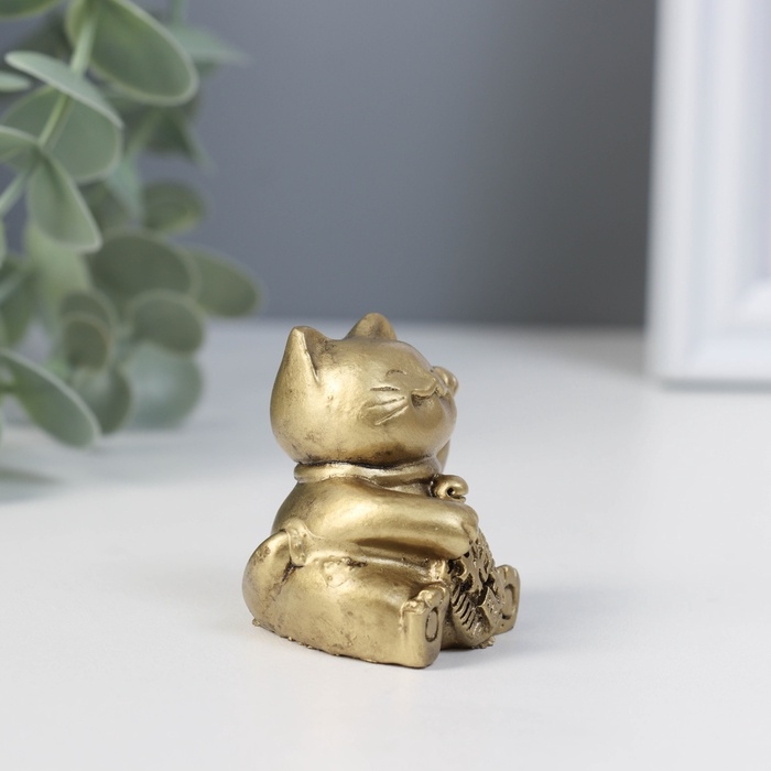 Нэцке полистоун "Манэки-нэко. Счастье и богатство" набор 2 шт 3,5х4,5 см