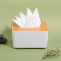 Органайзер для хранения салфеток «BAMBOO», 17 × 13 × 9,5 см, цвет белый/коричневый Органайзер для хранения салфеток «BAMBOO», 17 × 13 × 9,5 см, цвет белый/коричневый