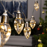 Гирлянда &laquo;Нить&raquo; 3 м с насадками &laquo;Лампочки капля&raquo;, IP20, прозрачная нить, 80 LED, свечение тёплое белое, 8 режимов, 220 В