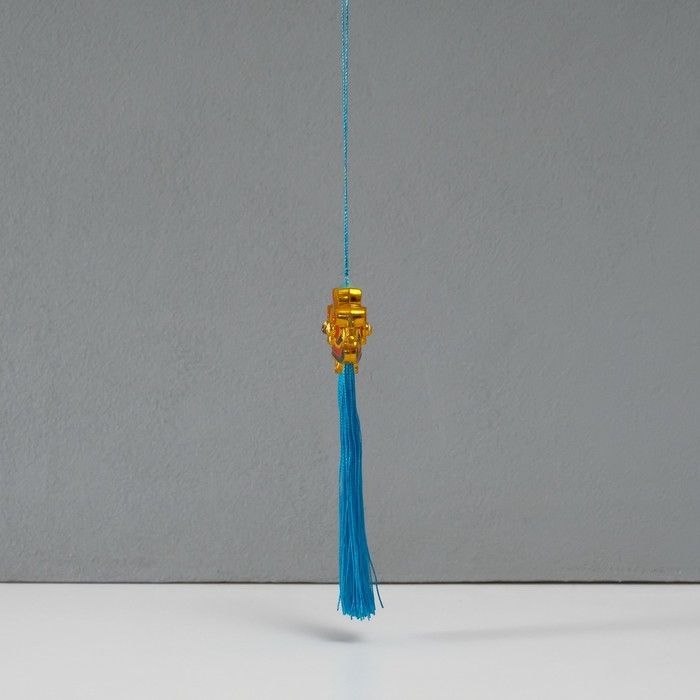 Подвеска текстиль, пластик Подвеска текстиль, пластик "Китайский лев" голубая 2х4х14 см