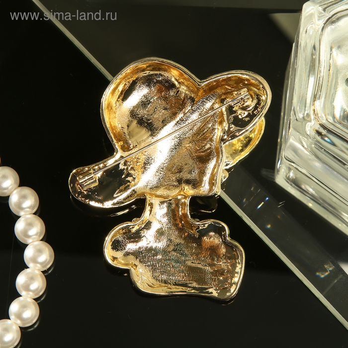 Брошь &laquo;Дама в шляпке&raquo;, цвет чёрно-белый в золоте