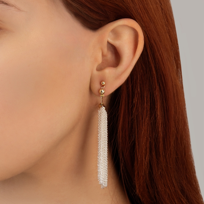 Серьги металл &laquo;Цепи&raquo; сборка, цвет серебряно-золотой