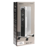 Обогреватель Centek CT-6221-5, масляный, напольный, 1000 Вт, 12.5 м&sup2;, 5 секций, бело-чёрный