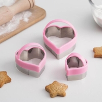 Набор форм для печенья KONFINETTA &laquo;Сердце&raquo;, 10&times;8 см, 3 шт, цвет МИКС