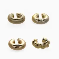 Набор серьга и каффы "Бублики" набор 3 шт, цвет золото