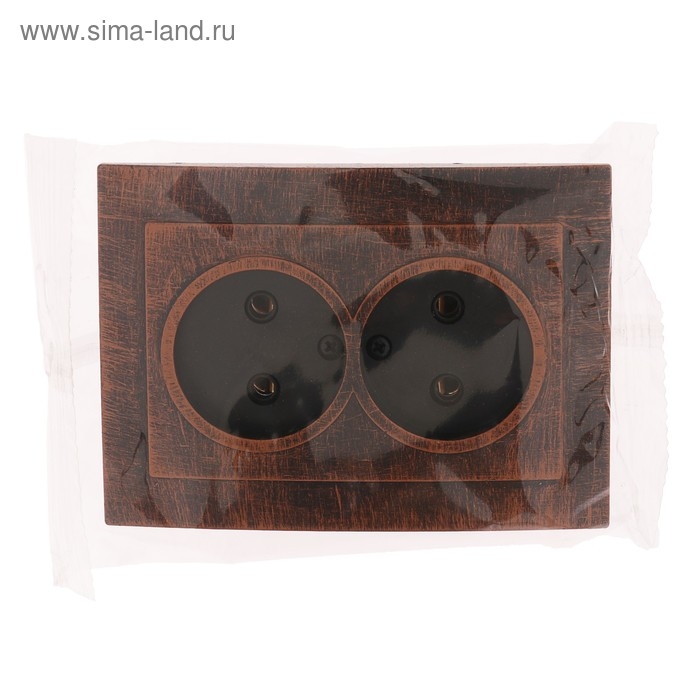 Розетка "Элект" RS 16-237-ЧМ, 16 А, 250 В, двухместная, скрытая, без з/к, черная под медь