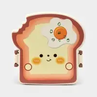 Ланч-бокс "Завтрак", 3 отделения, вилка и ложка, размер 16х15,5х8 см, цвет коричневый