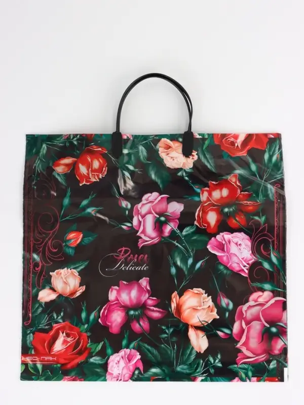 Пакет "Нежные розы, полиэтиленовый, пластиковая ручка 37х35 см 90 мкм