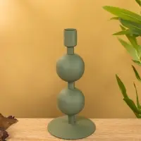 Подсвечник на 1 свечу текстурный "Болотный" с 2 сферами 8,5х8,5х18 см