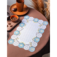 Салфетка ажурная для стола &laquo;Подсолнухи&raquo;, 45&times;30 см, цвет жёлто-голубой