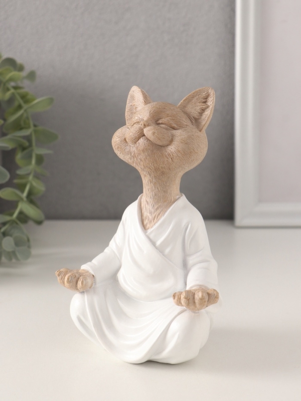 Сувенир полистоун "Кот дзен" 10х6,5х15 см