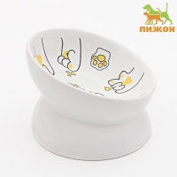 Миска керамическая "Лапа Кота" 150 мл  13 x 9 cм, белая