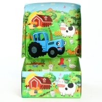 Подарочная коробка складная с 3Д, Синий трактор, 15х15х7 см Подарочная коробка складная с 3Д, Синий трактор, 15х15х7 см