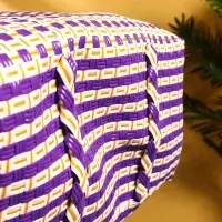 Сумка плетёная пластиковая 40х20х55 см, цв. фиолетово-белый