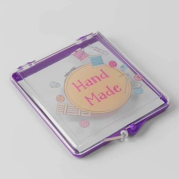 Игольница магнитная &laquo;Hand made&raquo;, с иглами, 7 &times; 8 см, цвет фиолетовый