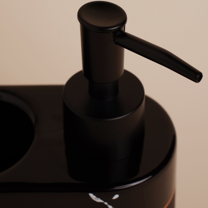 Дозатор для мыла SL Home Lines, с подставкой для губки, 400 мл, цвет чёрный Дозатор для мыла SL Home Lines, с подставкой для губки, 400 мл, цвет чёрный