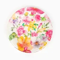 Тарелка одноразовая бумажная &laquo;Акварельные цветы&raquo;, белая, 18 см