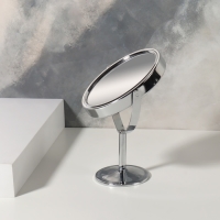 Зеркало на ножке, двустороннее, с увеличением, зеркальная поверхность 8 &times; 9,5 см, цвет серебристый