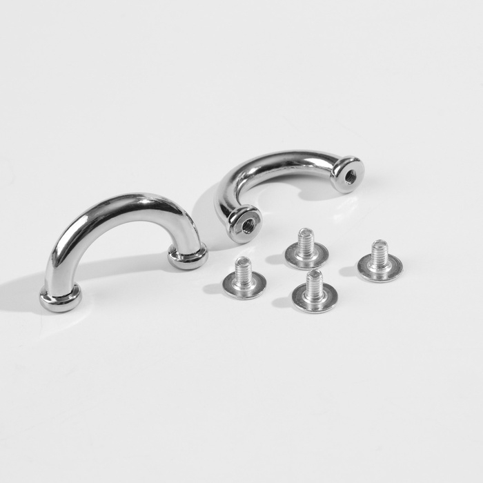 Крепления для ручек на сумку, 3 &times; 1,6 &times; 0,5 см, 2 шт, 4 винта, цвет серебряный