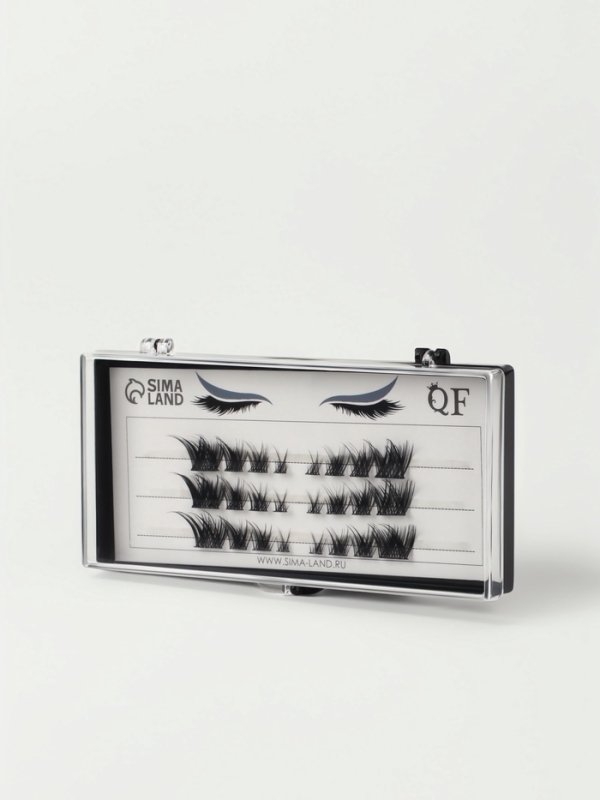 Ресницы накладные пучки СТРЕЛКА 12/14/16мм нейлон черный п/короб QF