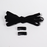 Шнурки для обуви, на магнитах, пара, с плоским сечением и фиксатором, 100 см, цвет чёрный