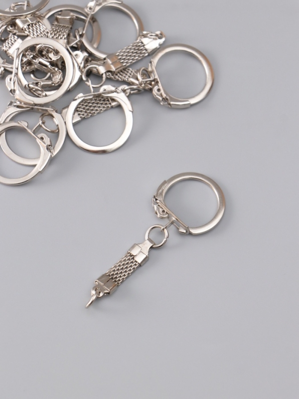 Основа для брелока карабин металл с плоской цепочкой серебро набор 15 шт 5,8х2,2 см