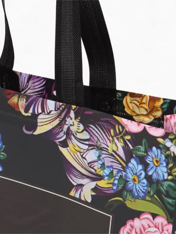 Сумка для покупок Цветы, 32*10*26. отд без молнии, черный