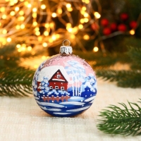 Ёлочный шар d-8 см "Зима на селе" Ёлочный шар d-8 см "Зима на селе"