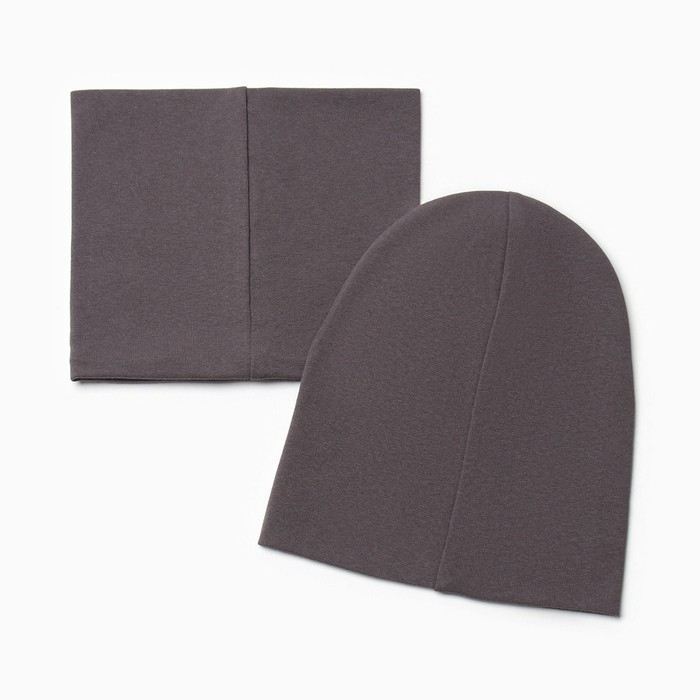 Комплект для мальчика (снуд и шапка), цвет тёмно-серый, размер 54-58 Комплект для мальчика (снуд и шапка), цвет тёмно-серый, размер 54-58