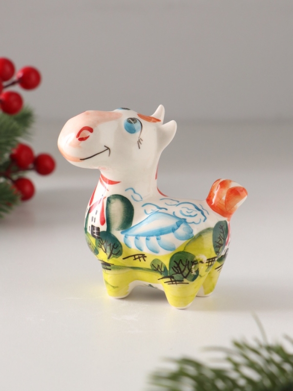 Статуэтка фарфоровая "Конь Пегас Город" /авторскмя роспись О.Огородникова/, 8 см