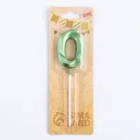 Свеча в торт на шпажке &laquo;&lrm;Цифра 0&raquo;, зеленая, 5 см