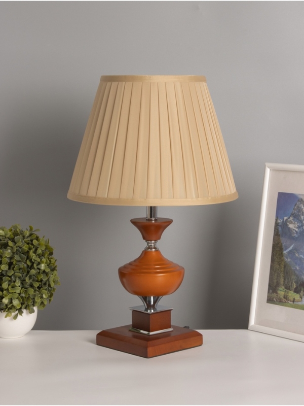 Лампа настольная BayerLux ЭКО "Крон" 1х40Вт Е27 коричневый/бежевый 30х30х49см