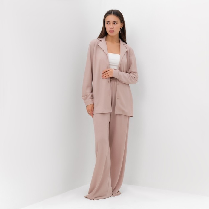 Комплект женский (рубашка, брюки, топ) KAFTAN Комплект женский (рубашка, брюки, топ) KAFTAN "Base" р. 46, пудровый