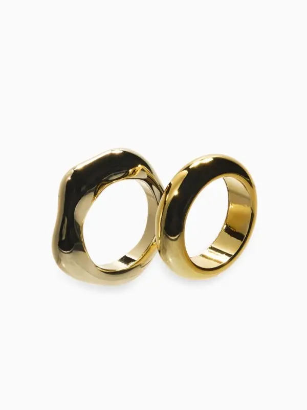 Кольцо пластик &laquo;Стиль&raquo;, набор 2 шт. размер 17, цвет золото