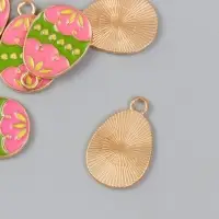 Декор для творчества металл, эмаль "Розово-зелёное яйцо" 1,4х2,2 см