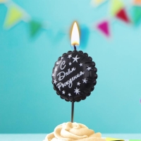 Свеча в торт "Воздушный шарик",  черный