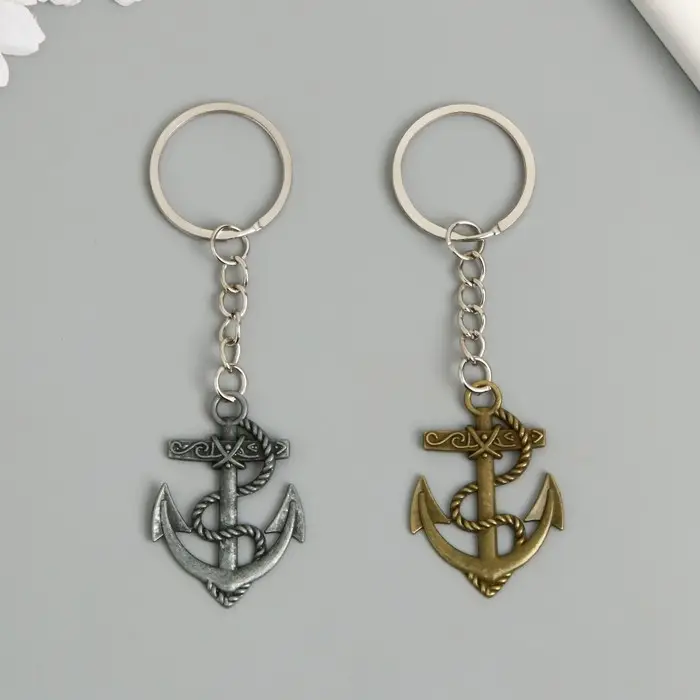 Металлический брелок для ключей на кольце &laquo;Якорь и веревка&raquo;, 4&times;3 см, МИКС