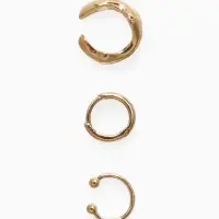 Набор серьга и каффы 3 шт. "Кольцо" тренд, цвет золото