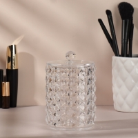 Органайзер для ватных палочек, с крышкой, d = 8 &times; 12,5 см, в картонной коробке, цвет прозрачный