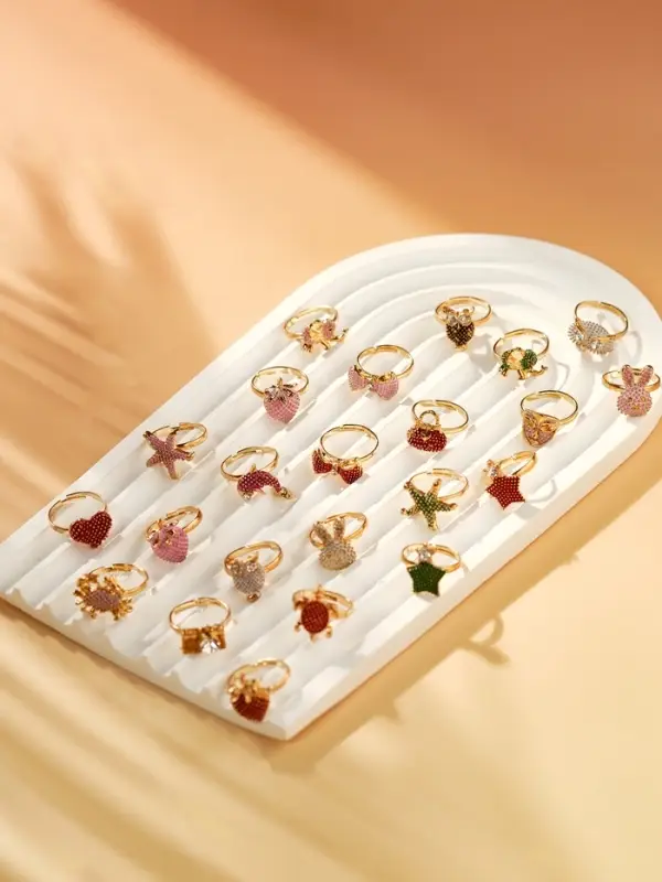 Кольцо детское Выбражулька &laquo;Рельеф&raquo;, форма МИКС, цветное, безразмерное