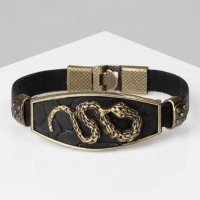 Браслет унисекс «Атлант» змея, цвет чёрный с чернёным золотом, 22 см Браслет унисекс «Атлант» змея, цвет чёрный с чернёным золотом, 22 см