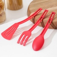 Набор кухонных принадлежностей Доляна &laquo;Глори&raquo;, 3 шт, цвет красный