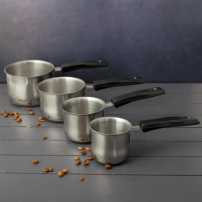 Набор турок для кофе из нержавеющей стали с ручками &laquo;Аромат&raquo;, 4 предмета: 300 мл, 250 мл, 180 мл, 140 мл