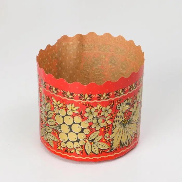 Форма бумажная для кулича Деко-про &laquo;Хохлома&raquo;, 7&times;6 см, МИКС