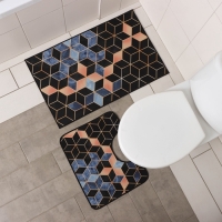 Набор ковриков для ванной и туалета Доляна &laquo;Бурлеск&raquo;, 2 шт, 50&times;80 см, 40&times;50 см