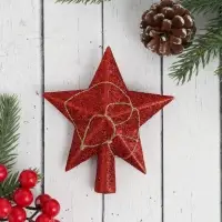 Звезда на ёлку (верхушка) золотая нить, 12 см, микс