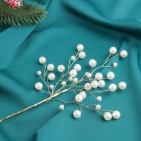 Новогодняя ветка декоративная &laquo;Зимнее волшебство. Хрустальная сказка&raquo;, пластик, 29 см, веточка с жемчугом
