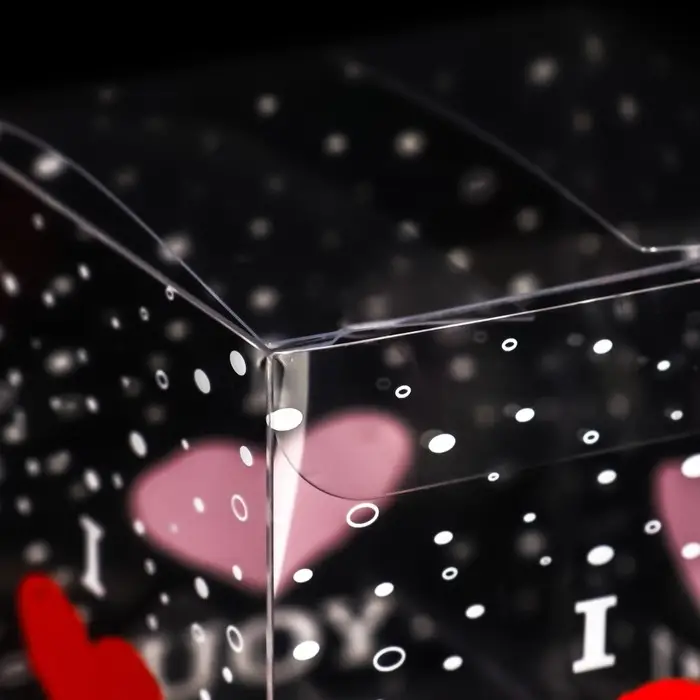 Складная прозрачная коробка из PVC, для упаковки подарков, I love you, 7&times;7&times;7 см